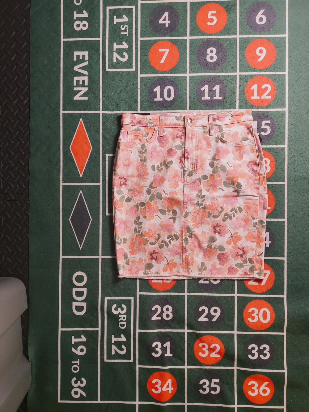 JEN7 by 7 For All Mankind Womens 10 Pink Floral Denim Pencil Skirt NWT
